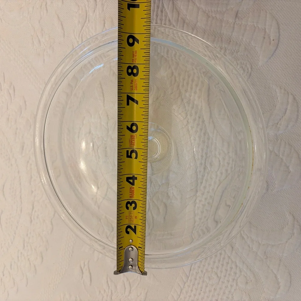 Clear Glass Replacement Lid 8.75 Inch Round Casserole Bowl Crock Pot Knob